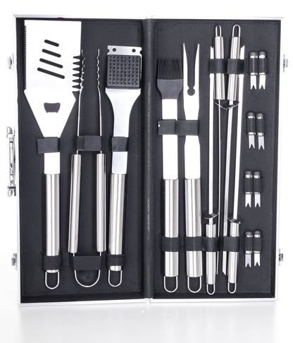 Set de scule pentru grătar G21, 17 bucăți, cutie de aluminiu