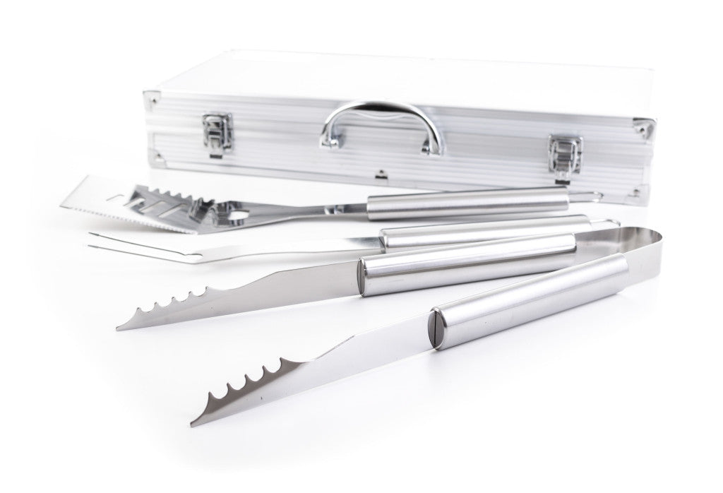 Set de scule pentru grătar G21, 17 bucăți, cutie de aluminiu
