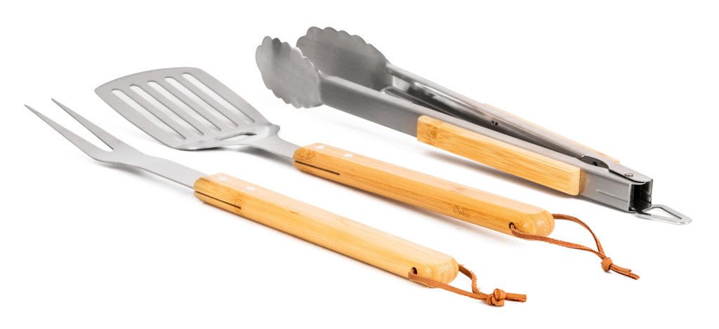 Set de ustensile pentru grătar G21, 3 piese, cu mâner din lemn