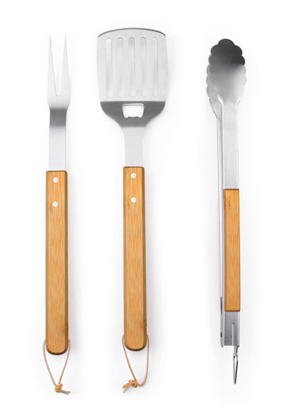 Set de ustensile pentru grătar G21, 3 piese, cu mâner din lemn