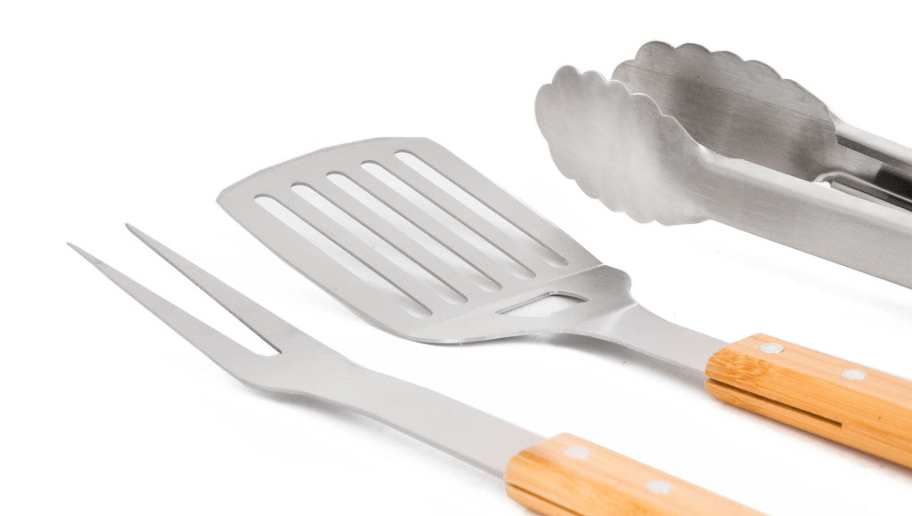 Set de ustensile pentru grătar G21, 3 piese, cu mâner din lemn