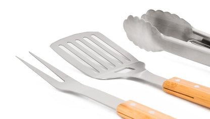 Set de ustensile pentru grătar G21, 3 piese, cu mâner din lemn