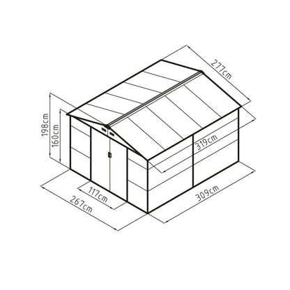 G21 GAH 884 cutie de depozitare pentru grădină - 277 x 319 cm, gri