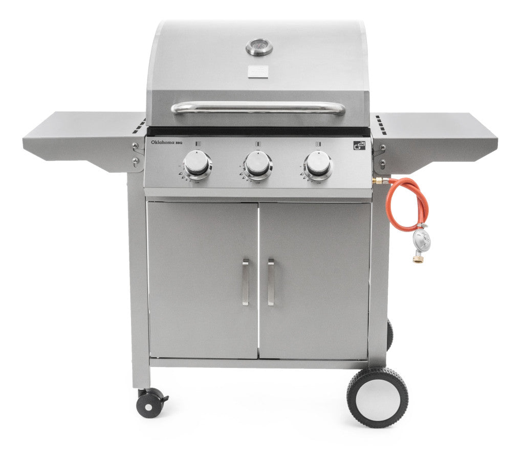 Grătar pe gaz G21 Oklahoma BBQ Premium line, 3 arzătoare + reductor de presiune gratuit