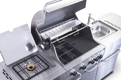 Grătar pe gaz G21 Arizona, BBQ Premium Line bucătărie 6 arzătoare + reductor de presiune gratuit