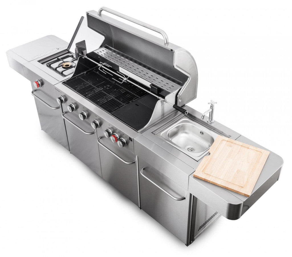 Grătar pe gaz G21 Nevada BBQ kitchen Premium Line, 8 arzătoare + reductor de presiune gratuit