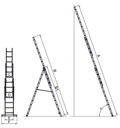 Scară G21 din trei părți 5,1 m, 3x8 trepte