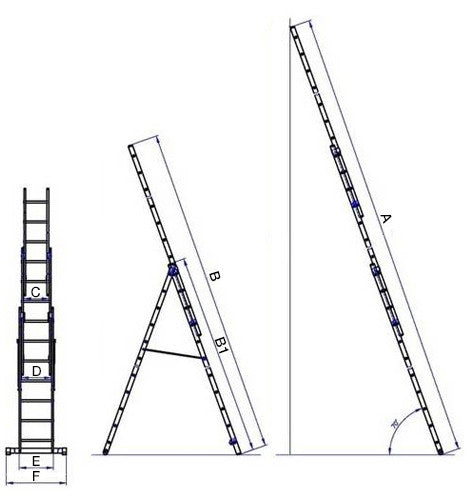 Scară G21 din trei părți 5,9 m, 3x9 trepte