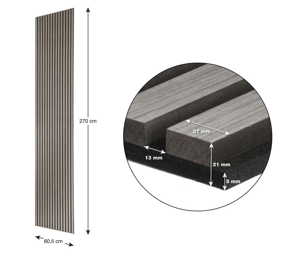 Panou acustic G21 270x60.5x2.1 cm, stejar gri