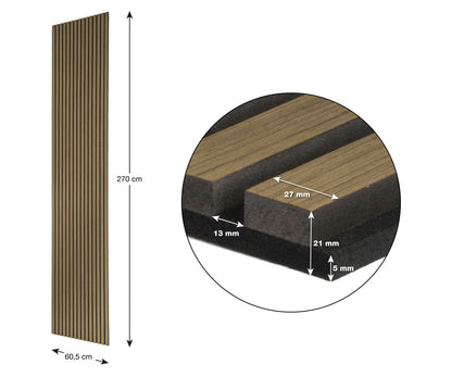 Panou acustic G21 270x60.5x2.1 cm, lemn de tec