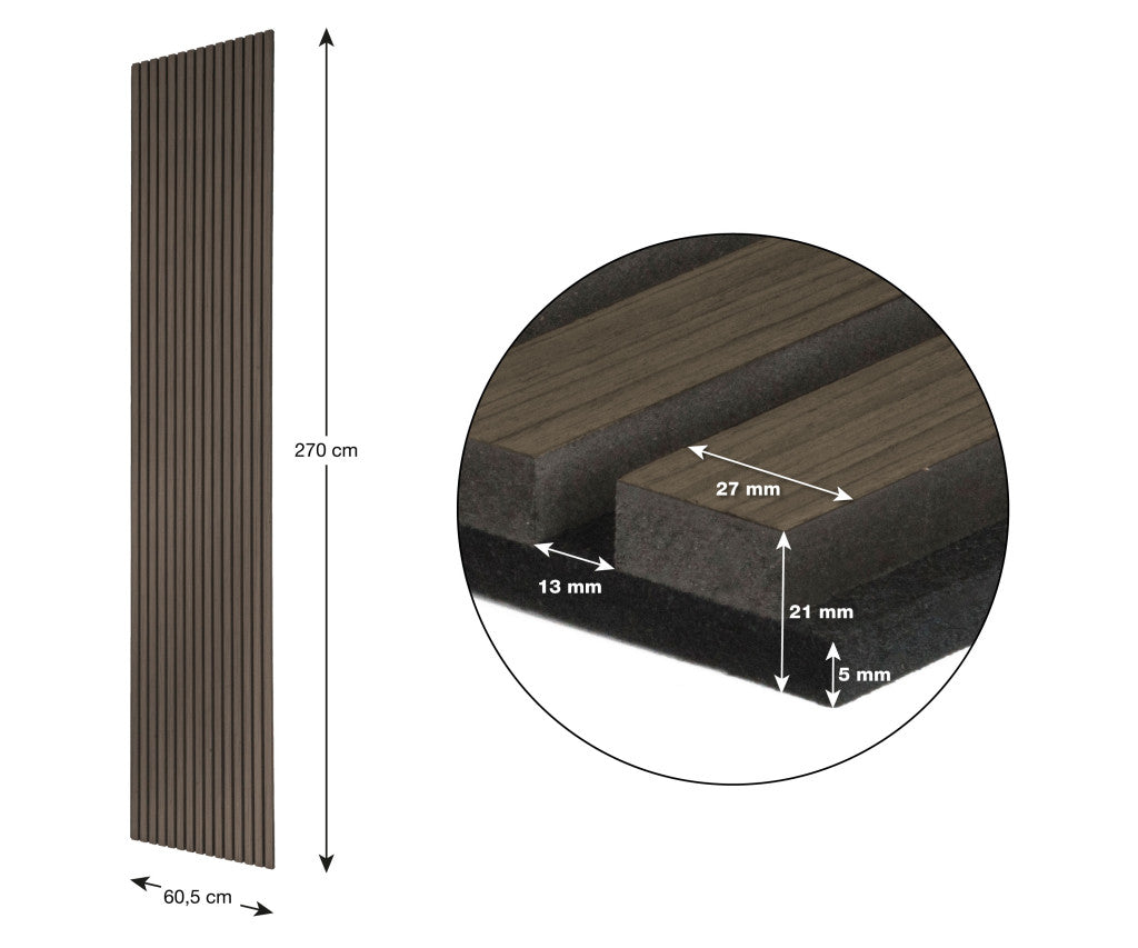 Panou acustic G21 270x60,5x2,1 cm, nuc închis