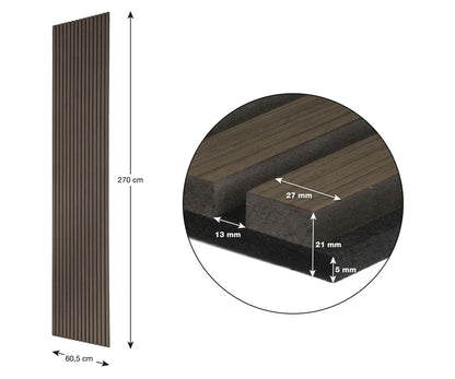 Panou acustic G21 270x60,5x2,1 cm, nuc închis
