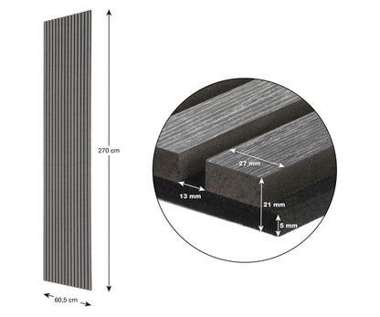 Panou acustic G21 270x60,5x2,1 cm, stejar gri închis