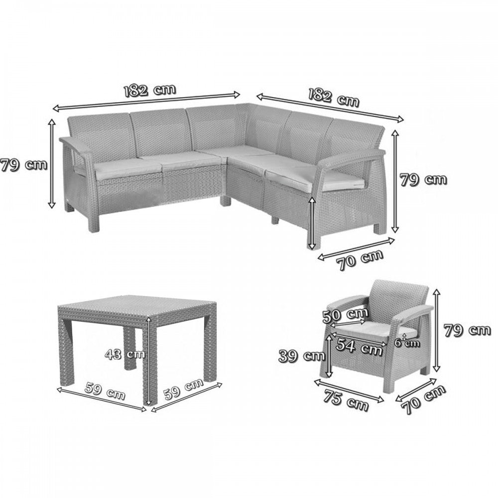 Set mobilier de grădină Corfu relax duo maro