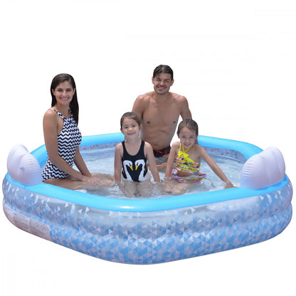 Piscină gonflabilă hexagonală pentru copii 223 x 211 x 58 cm