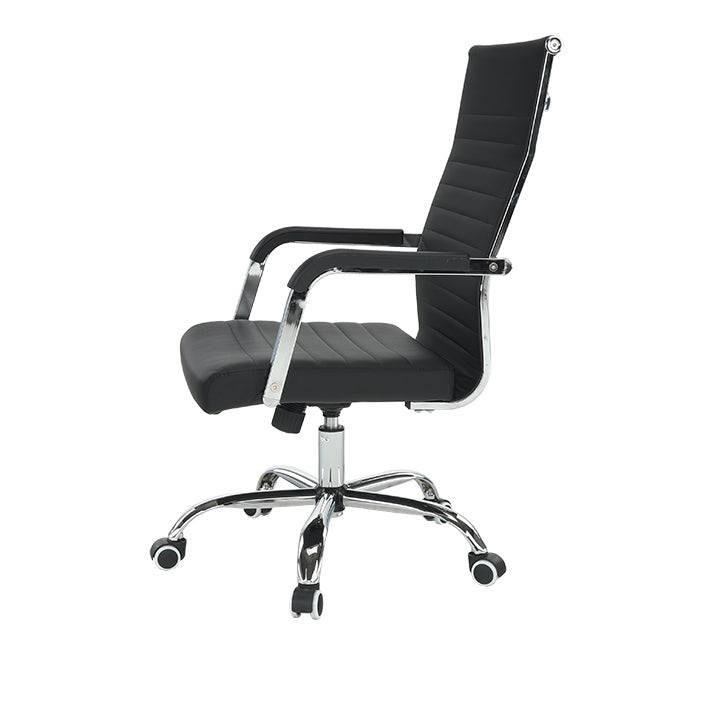 Scaun de birou, piele eco/metal, negru/crom, FARAN