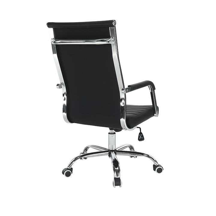 Scaun de birou, piele eco/metal, negru/crom, FARAN