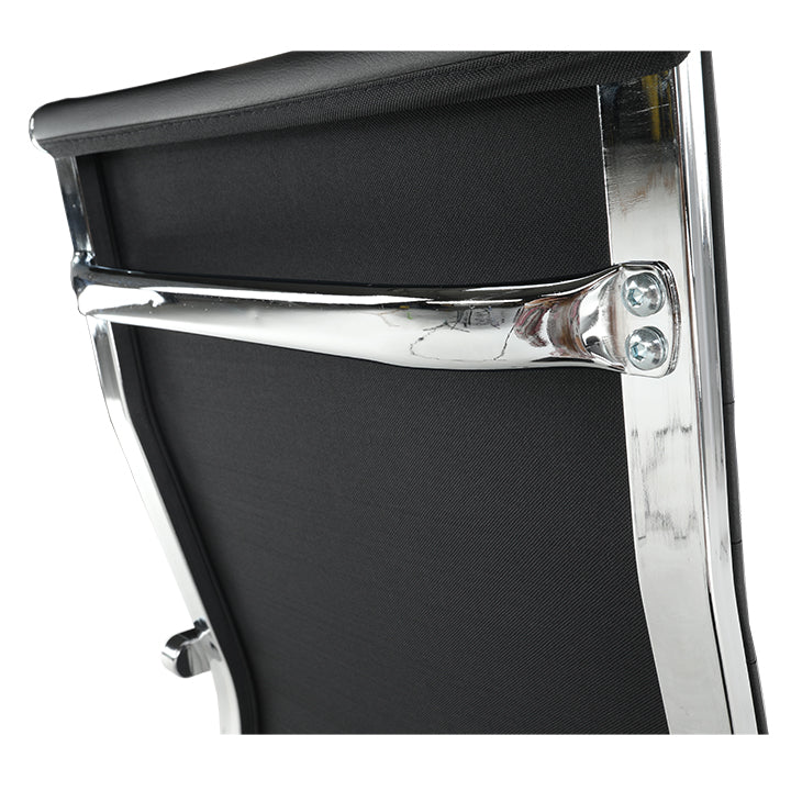 Scaun de birou, piele eco/metal, negru/crom, FARAN