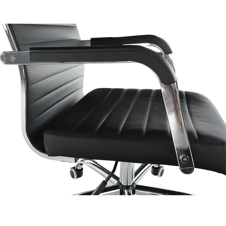 Scaun de birou, piele eco/metal, negru/crom, FARAN