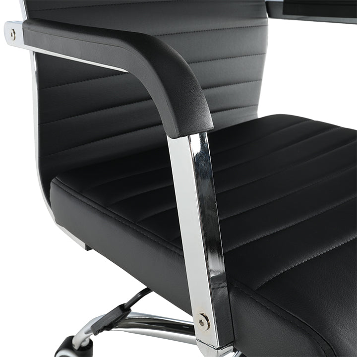 Scaun de birou, piele eco/metal, negru/crom, FARAN