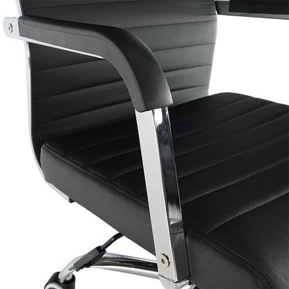 Scaun de birou, piele eco/metal, negru/crom, FARAN
