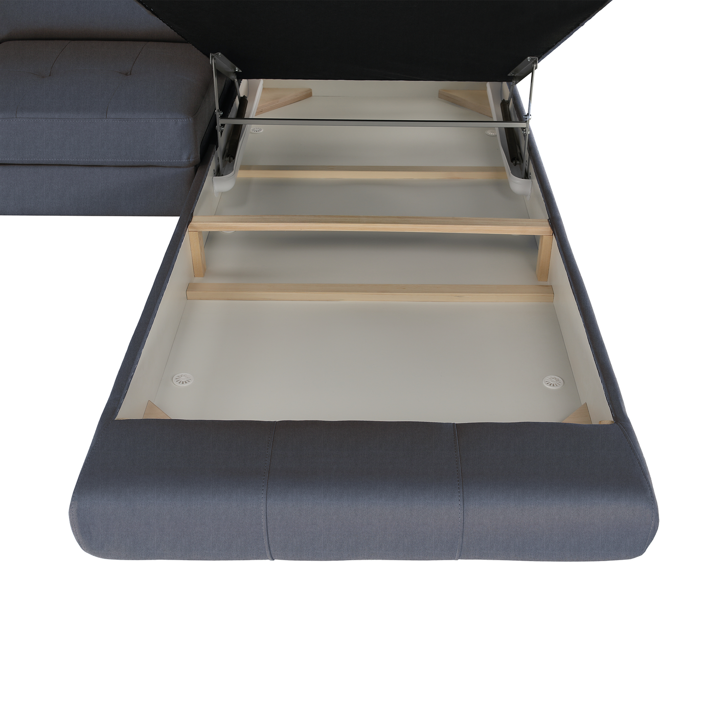 Set canapea cu spaţiu de depozitare, gri, dreapta, BUTON R