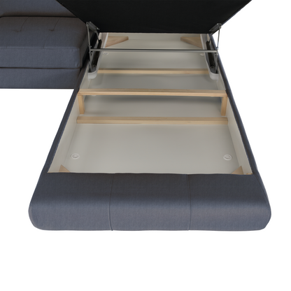 Set canapea cu spaţiu de depozitare, gri, dreapta, BUTON R