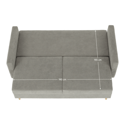 Canapea extensibilă, gri textil  Queens, AURELIA