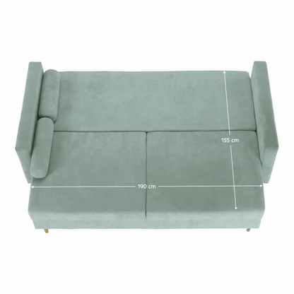 Canapea extensibilă, verde mentă textil Queens, AURELIA