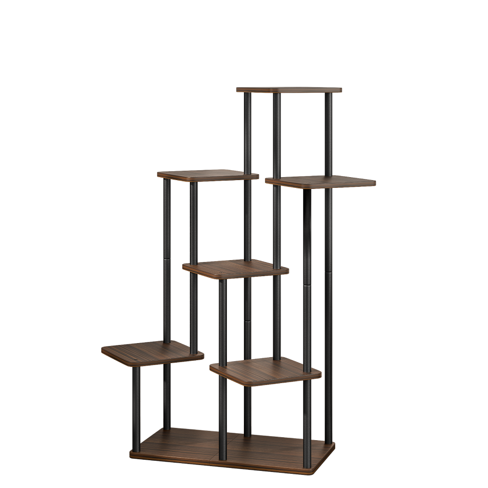 Suport de flori din metal, negru/lemn rustic, ADITE TIP 2