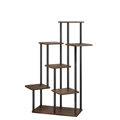 Suport de flori din metal, negru/lemn rustic, ADITE TIP 2