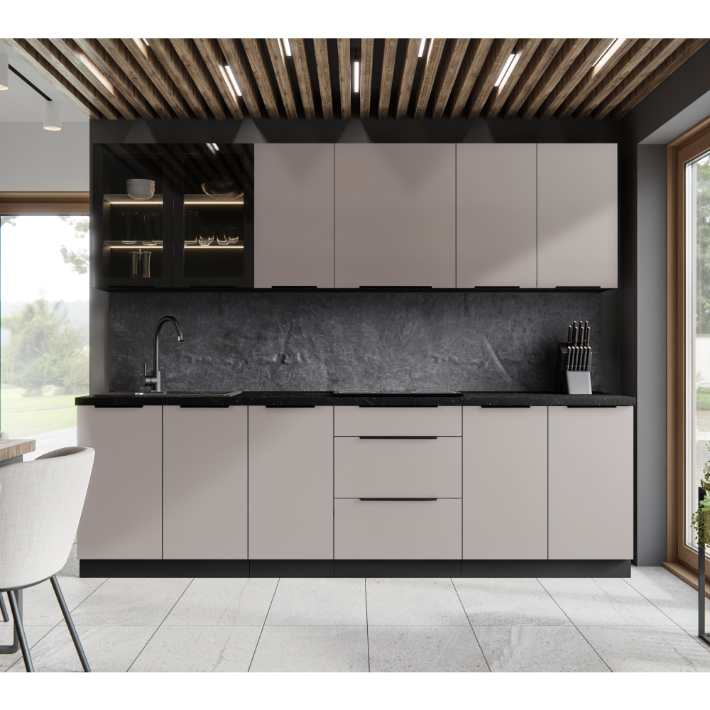 Dulap înalt, pentru cuptor, caşmir/negru, ARAKA 60 DP-210 2F