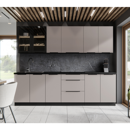 Dulap înalt, pentru cuptor, caşmir/negru, ARAKA 60 DP-210 2F