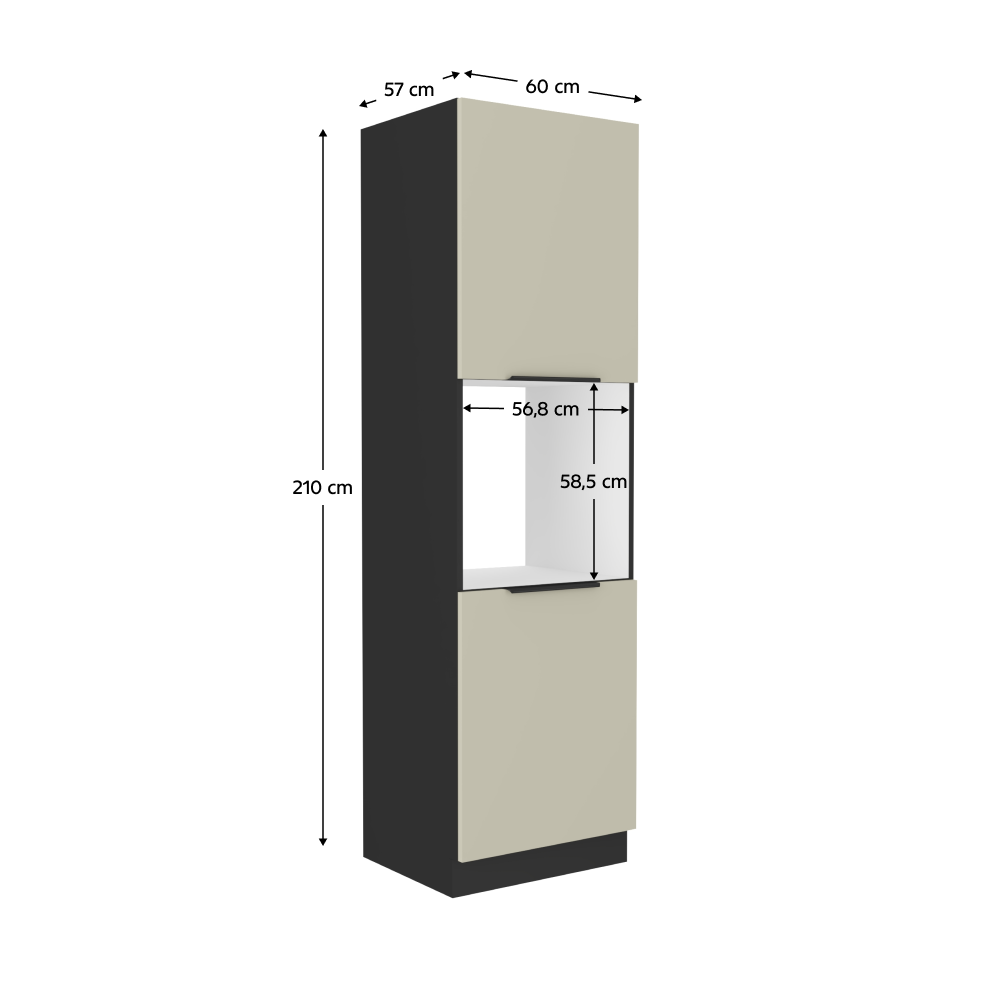 Dulap înalt, pentru cuptor, caşmir/negru, ARAKA 60 DP-210 2F