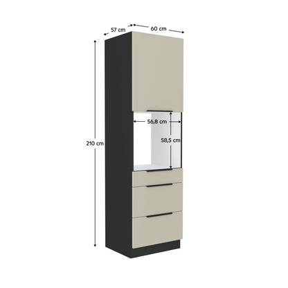 Dulap înalt pentru cuptor încorporabil, caşmir/negru, ARAKA 60 DPS-210 3S1F