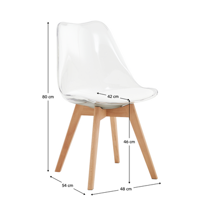 Scaun, transparent, acrilat/piele ecologică/fag, BALI 2 NEW