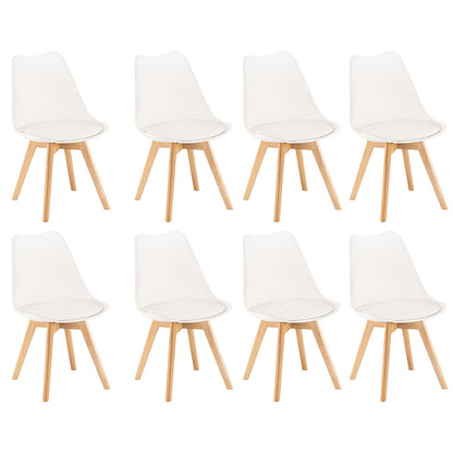 Scaune de masă Silla, 8 piese, albe