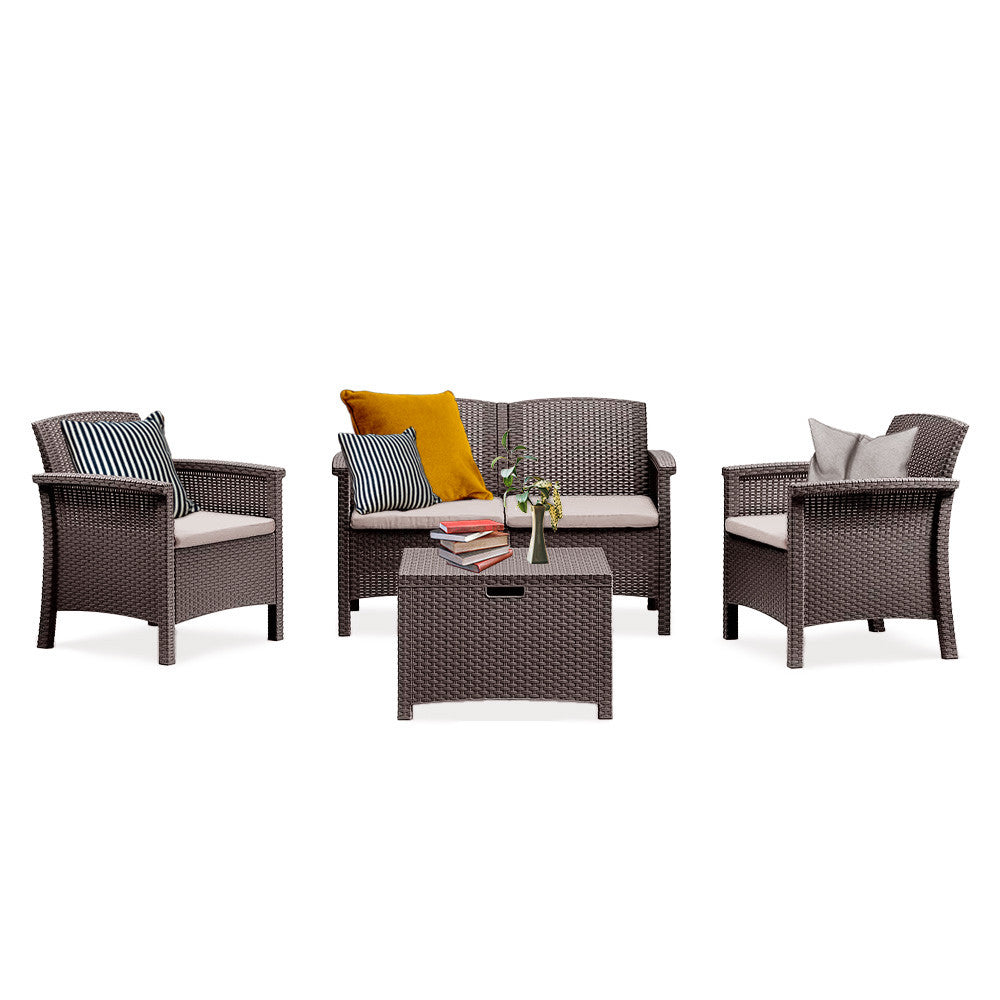 Set de mobilier de grădină Venus cu 4 locuri, maro