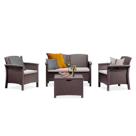 Set de mobilier de grădină Venus cu 4 locuri, maro
