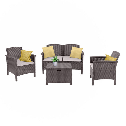 Set de mobilier de grădină Venus cu 4 locuri, cappuccino