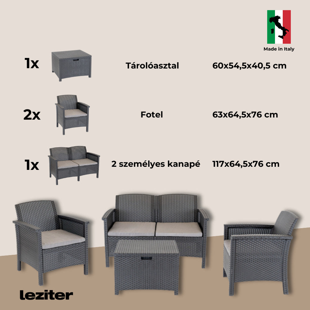 Set de mobilier de grădină Venus cu 4 locuri, cappuccino