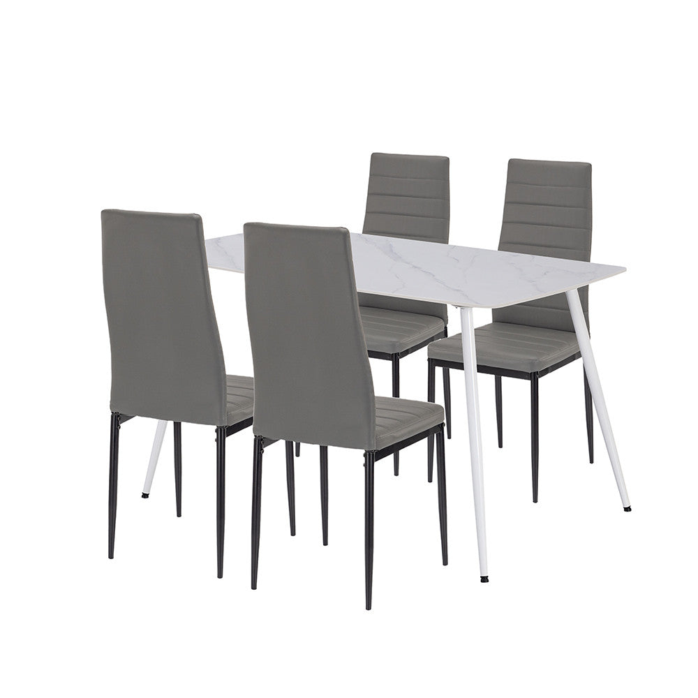 Set de masă Renton 4+1 gri-negru
