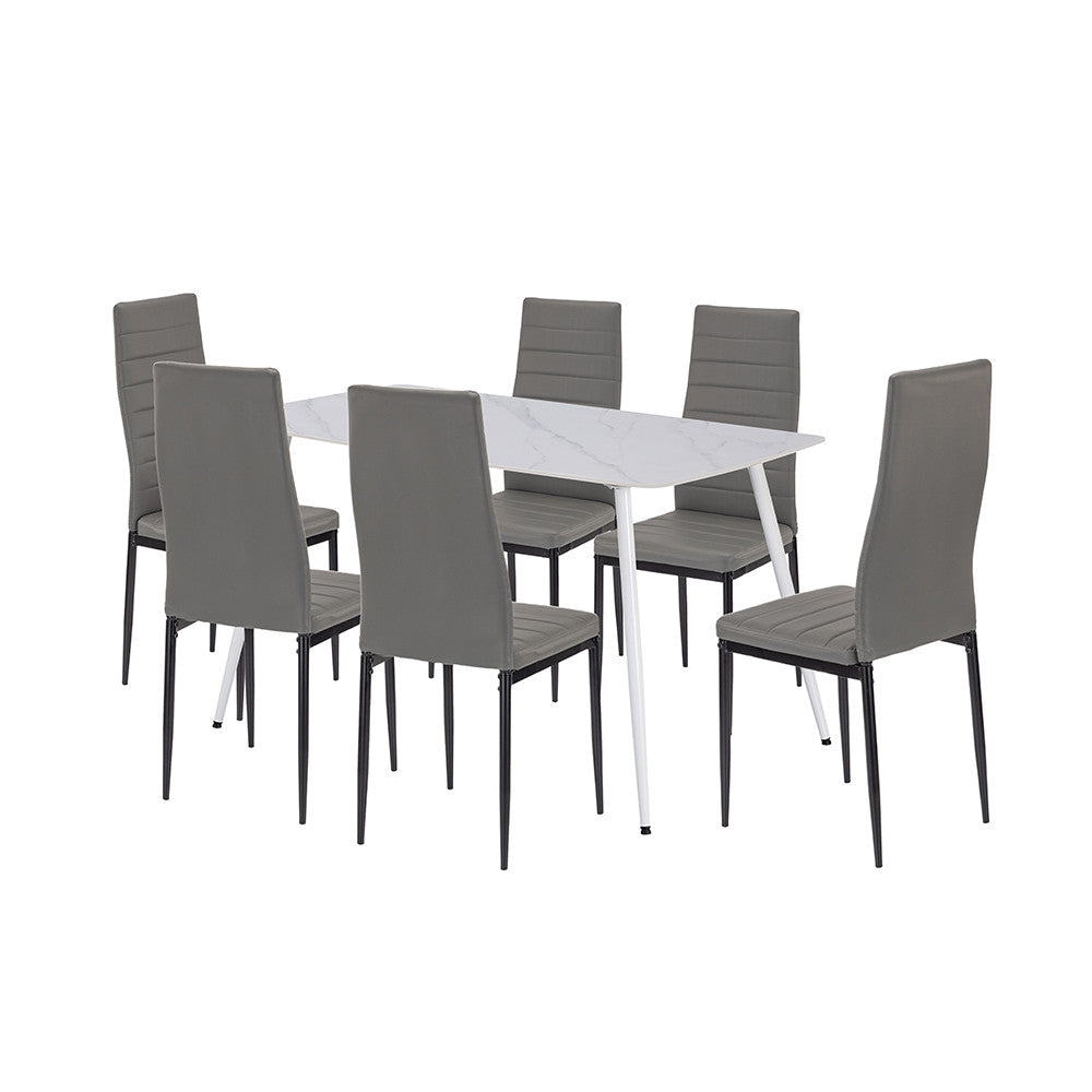 Set de masă Renton 6+1 gri-negru