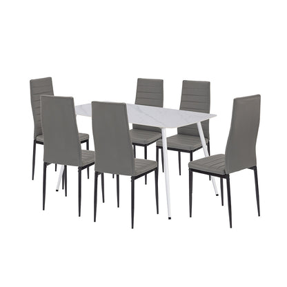 Set de masă Renton 6+1 gri-negru