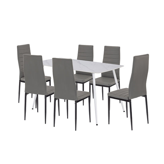 Set de masă Renton 6+1 gri-negru