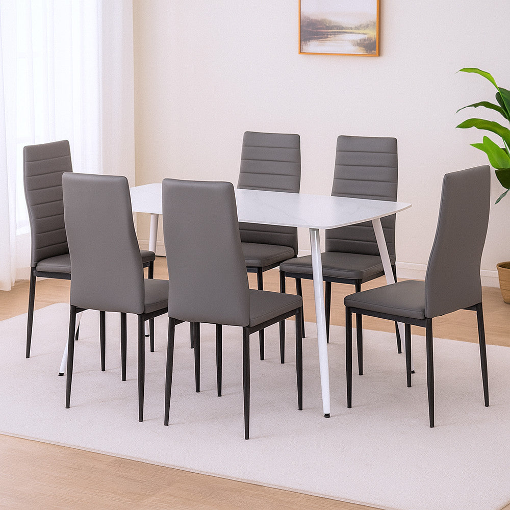 Set de masă Renton 6+1 gri-negru