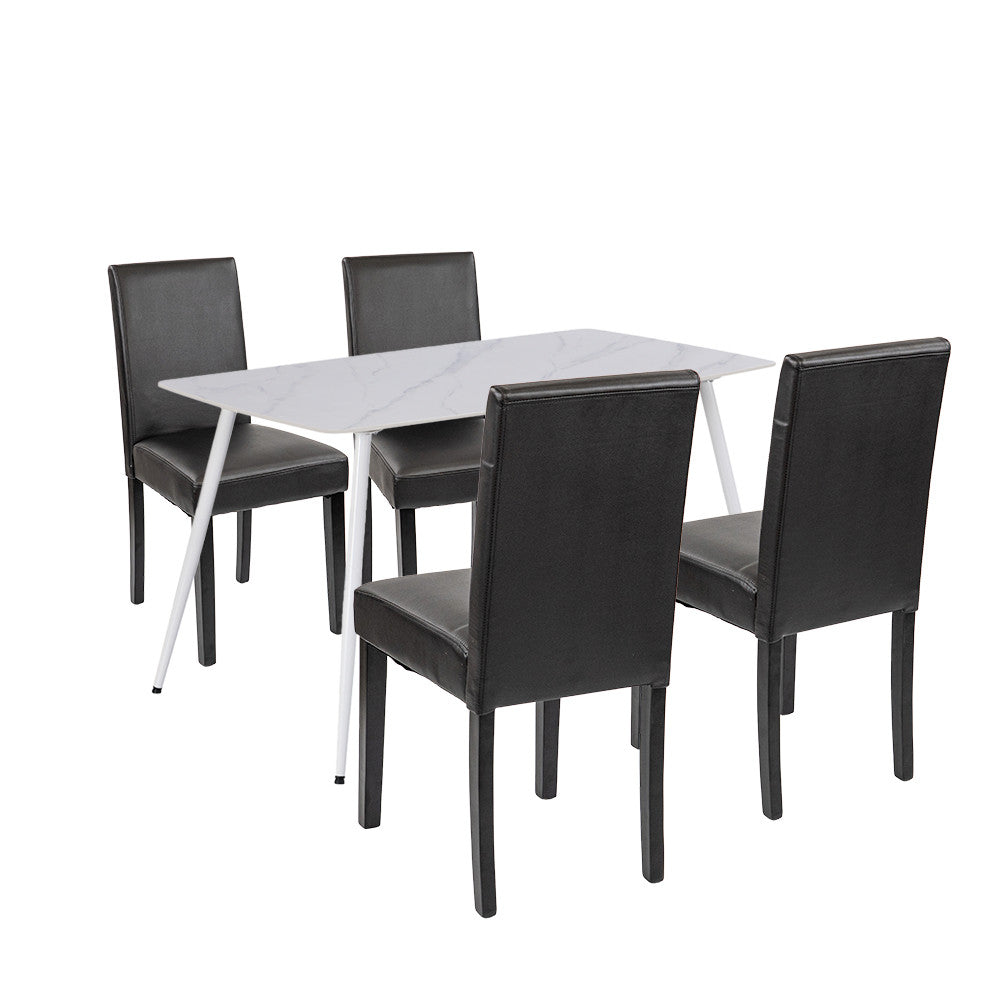 Set de masă Megan 4+1 alb-negru