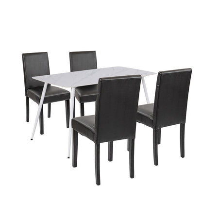Set de masă Megan 4+1 alb-negru