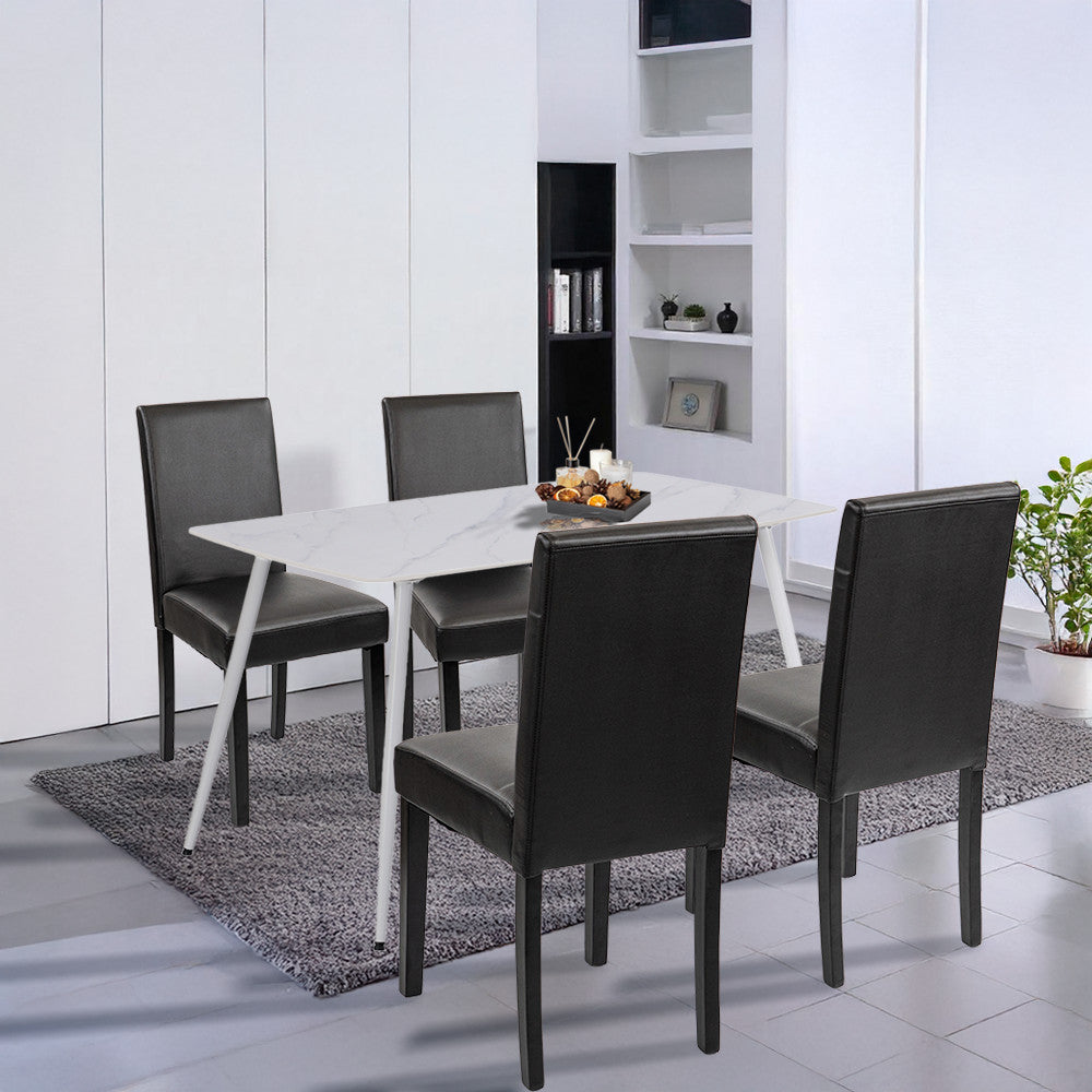 Set de masă Megan 4+1 alb-negru
