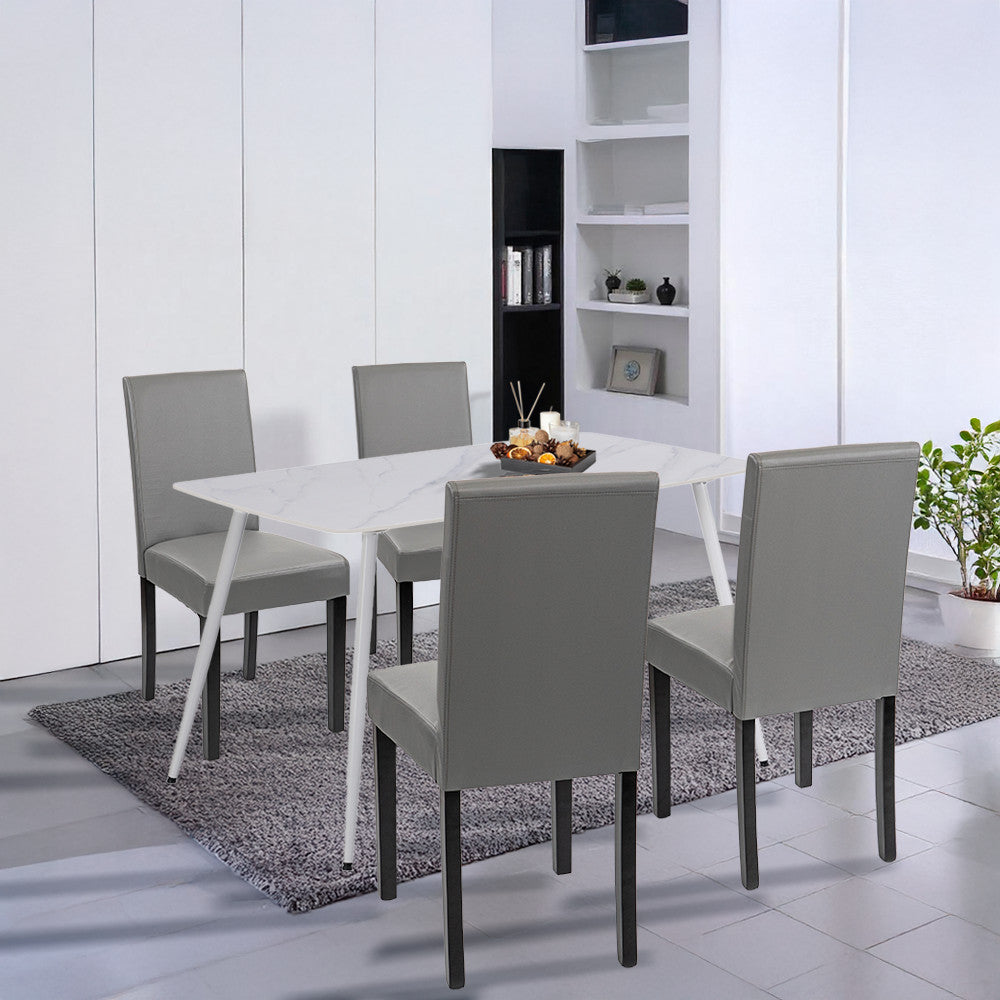 Set de masă Megan 4+1 alb-gri